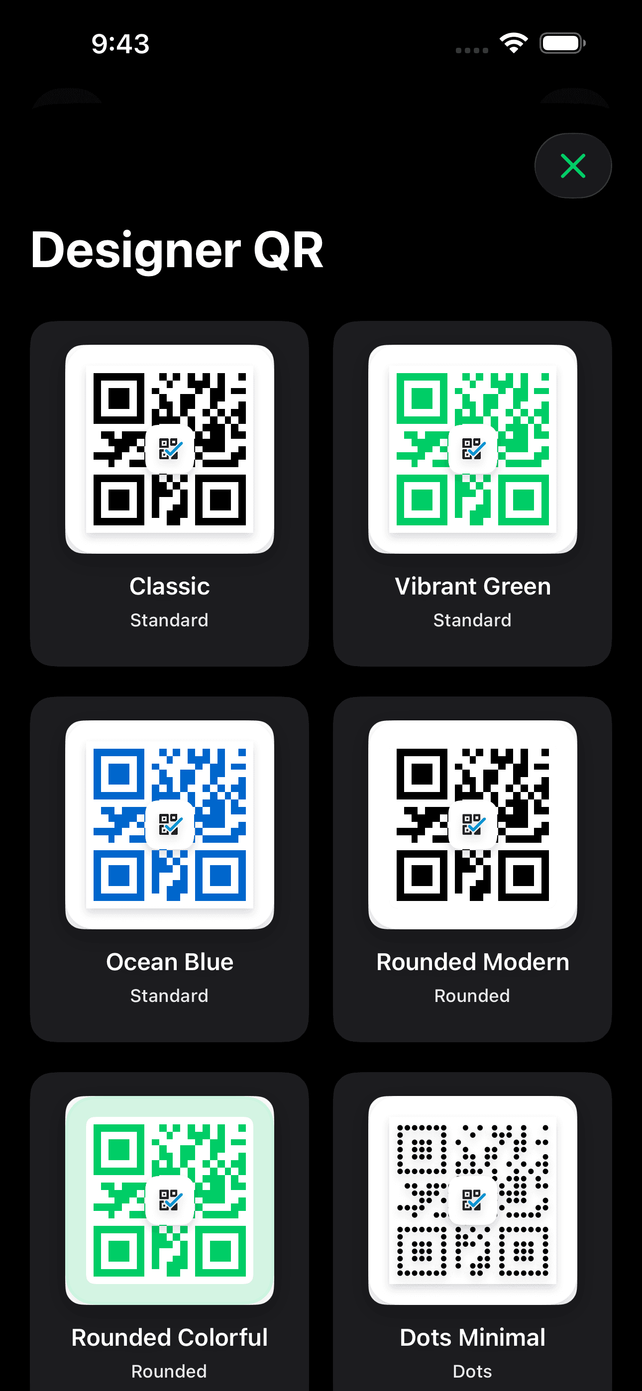 QR Organizer+ app screenshot 7 showing the QR code management interface